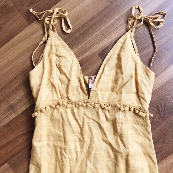 emory park Dresses & Skirts - Emory Park / Yellow Pompom Shoulder Tie Dress